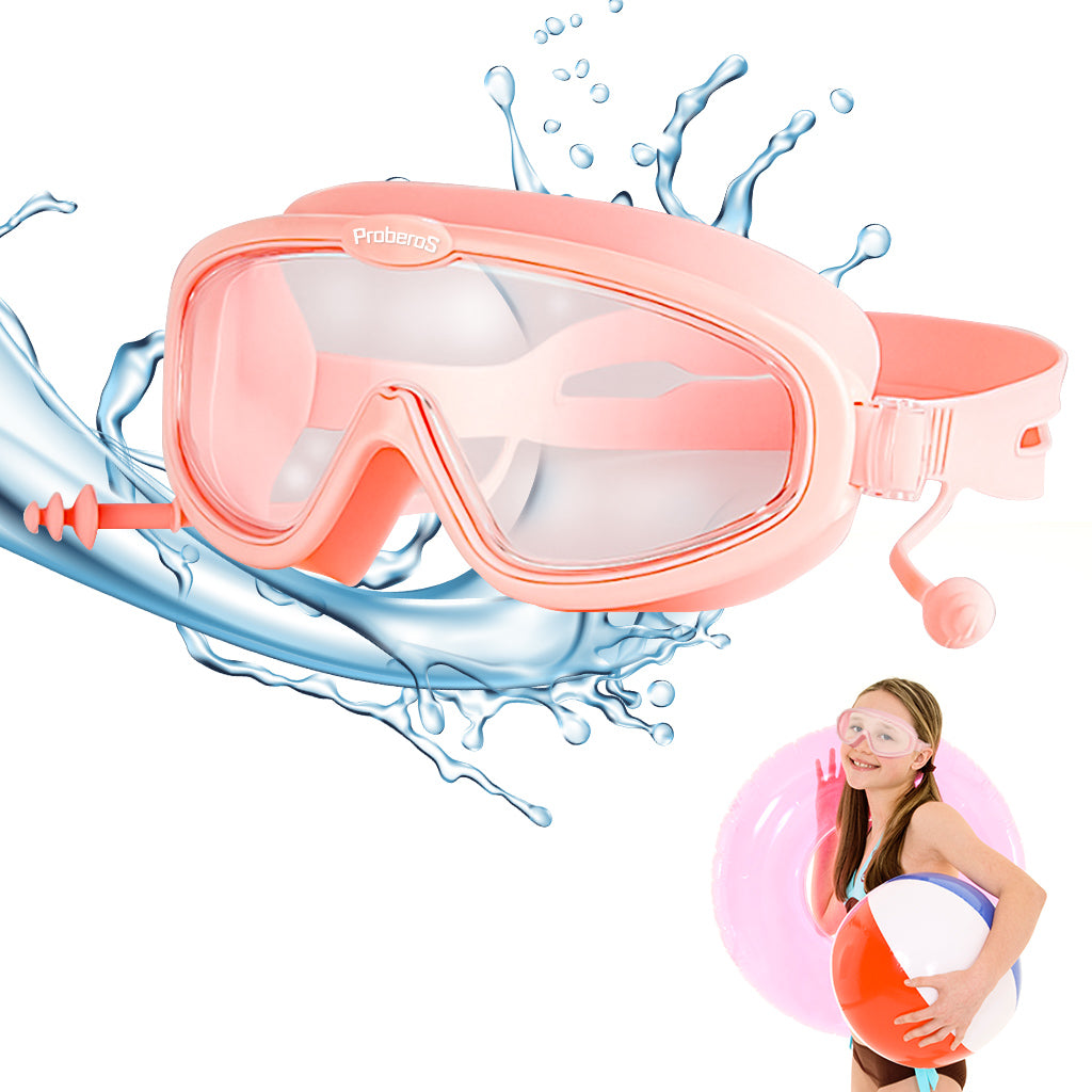 Proberos Big Frame Swim Goggles, Kid Swim Goggles, Anti-fog Professional Swim Goggles with Earplugs, Leakproof Anti-fog Swimming Goggles, Pink Proberos Big Frame Swim Goggles, Kid Swim Goggles, Anti-fog Professional Swim Goggles with Earplugs, Leakproof Anti-fog Swimming Goggles, Pink